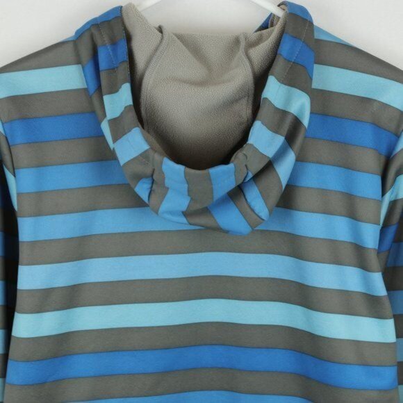 Burton Kids Large Blue Gray Striped Fleece Lined Applique Hooded Sweatshirt - Picture 4 of 9